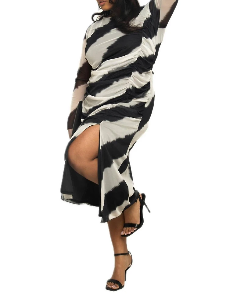 Fashion-szn Curve Women's Monochrome Print Midaxi Dress