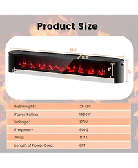 Costway 1400W Electric Baseboard Heater Convection Space Heater with Realistic 3D Flame