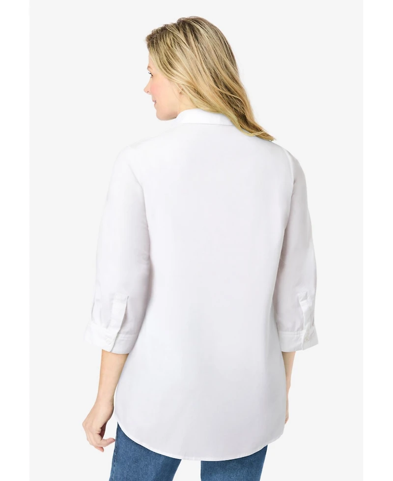 Woman Within Women's Perfect Three Quarter Sleeve Shirt