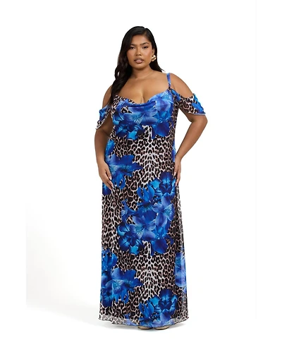 Fashion-szn Curve Women's Mix Print Maxi Dress
