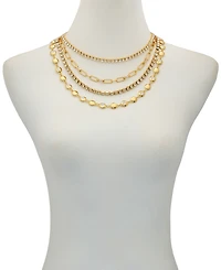 Guess Rhinestone Gold-Tone Multi-Row Necklace