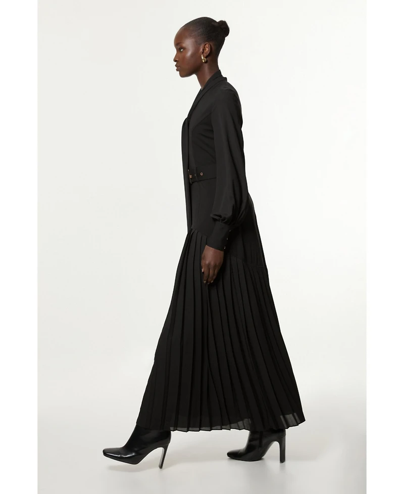 Karen Millen Jersey Ponte Georgette Mix Midi Dress