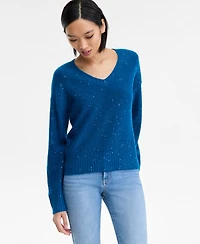 I.n.c. International Concepts Women's Roving Sequin V-Neck Sweater, Macy's Exclusive