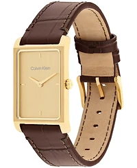 Calvin Klein Men's Dapper Brown Leather Strap Watch, 24mm