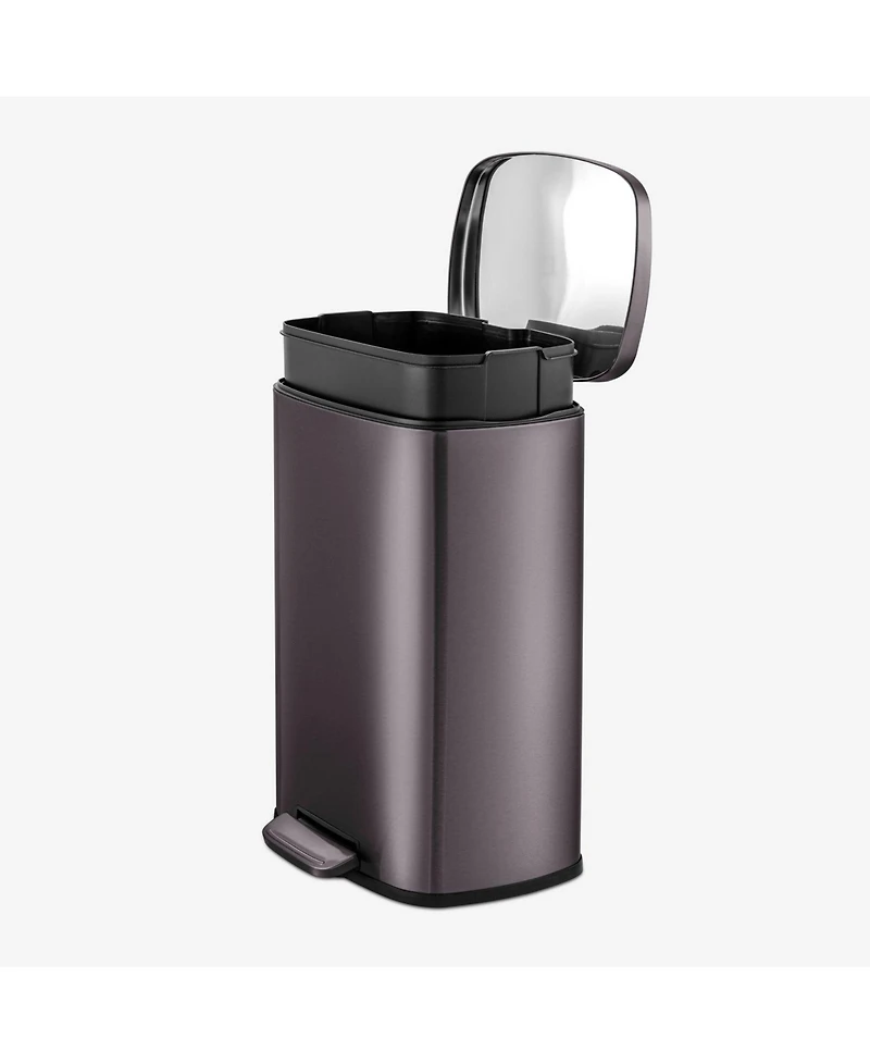 Qualiazero 50L / 13.2 Gallon Rectangular Step Can -Black Stainless Steel