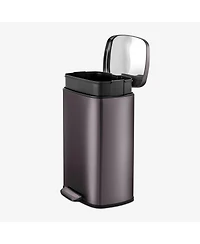 Qualiazero 50L / 13.2 Gallon Rectangular Step Can -Black Stainless Steel