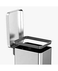 Qualiazero 50L / 13.2 Gal Slim, Stainless Steel Step On Trash Can with ring liner