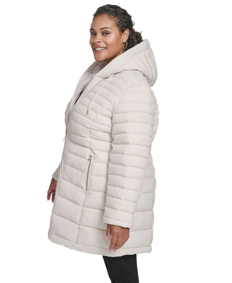Tommy Hilfiger Plus Hooded Packable Puffer Coat