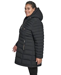 Tommy Hilfiger Plus Hooded Packable Puffer Coat