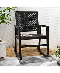 Jonathan Y Ned Modern Chevron-Back 300-Lbs Support Acacia Wood Patio Outdoor Rocking Chair