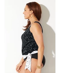 Swimsuits for All Women's Side Tie Blouson Tankini Top