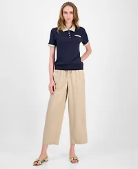 Tommy Hilfiger Women's Cotton Shine-Collar Polo Top