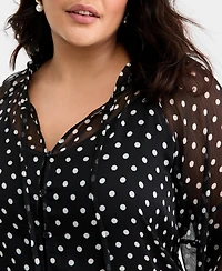 On 34th Trendy Plus Polka-Dot Crinkle-Chiffon Blouse, Macy's Exclusive