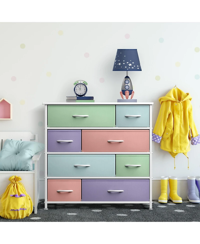 Sorbus Dresser with 8 Drawers - Storage Chest Organizer Steel Frame, Wood Top, Handles, Fabric Bins
