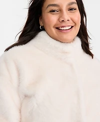 On 34th Trendy Plus Solid Faux-Fur Bomber Jacket, Macy's Exclusive