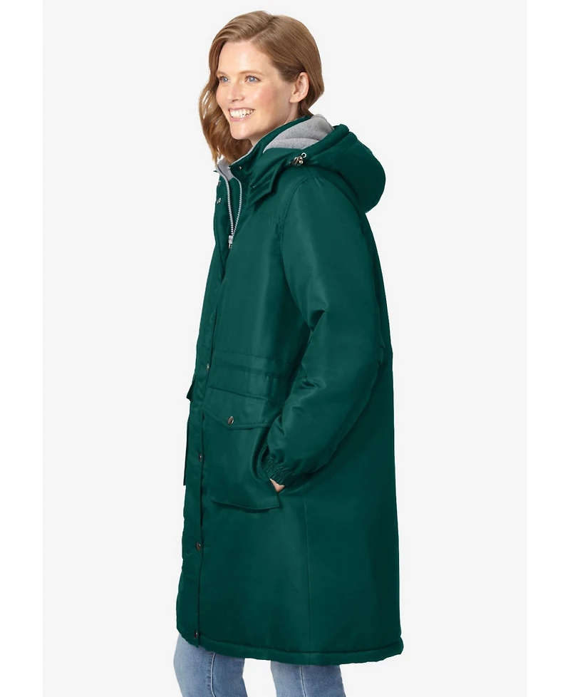 Woman Within Women's Mid-Length Microfiber Parka