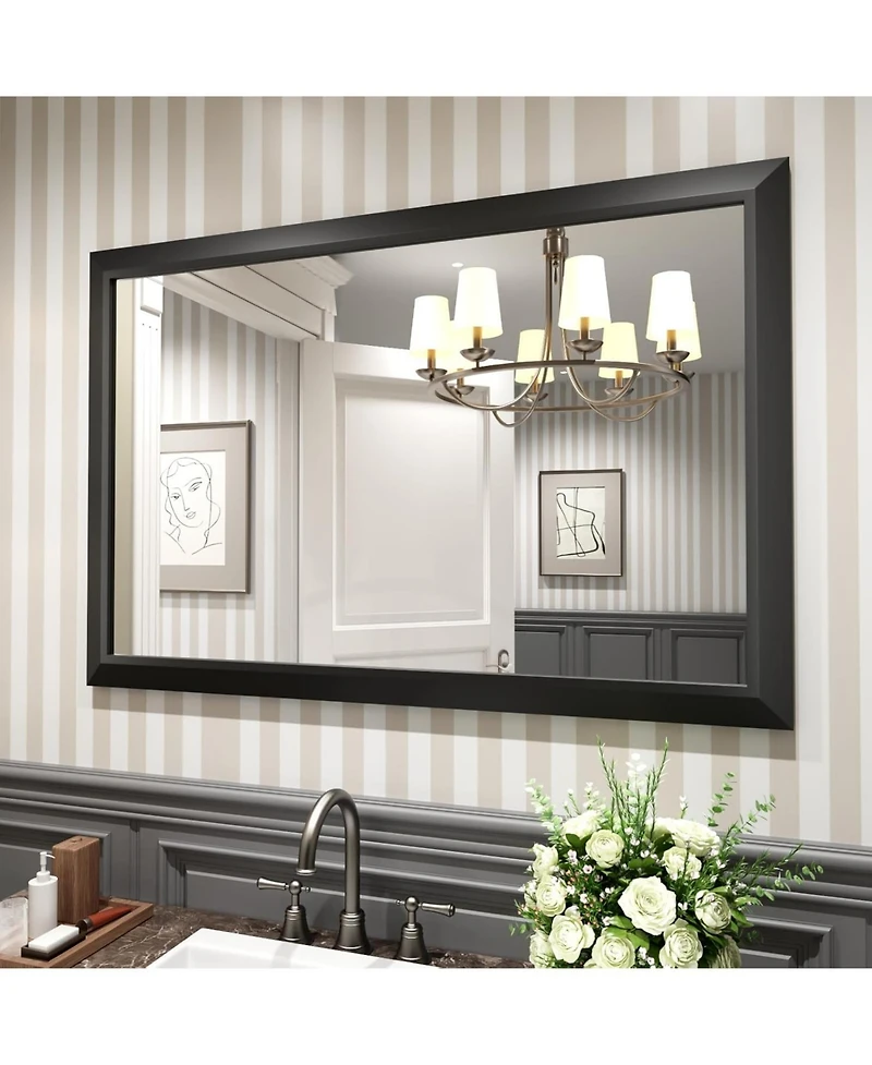 Amorho Bathroom Mirror, 48" x 32" Inch Thick Metal Framed Wall Mirrors for Over Sink, Bedroom, Living Room, Entryway