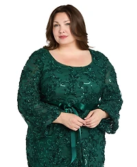 R & M Richards Plus Soutache Lace Long Dress