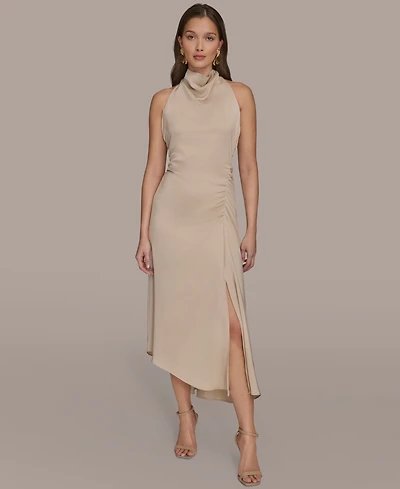 Donna Karan New York Women's Satin High Neck Midi Dress