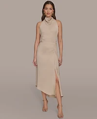 Donna Karan New York Women's Satin High Neck Midi Dress