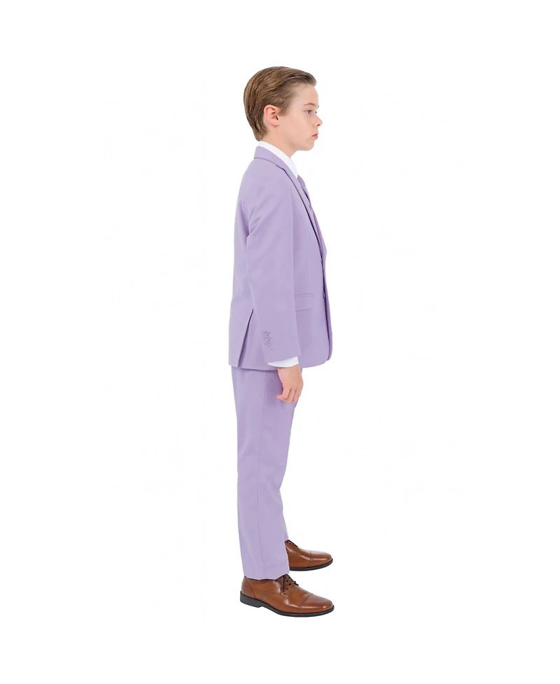 Perry Ellis Little Boys 5 Piece Lavender Pastel Suit,Vest,Pants,Shirt and Tie Set