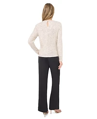 CeCe Women's Long Sleeve Crew Neck Sequin Blouse