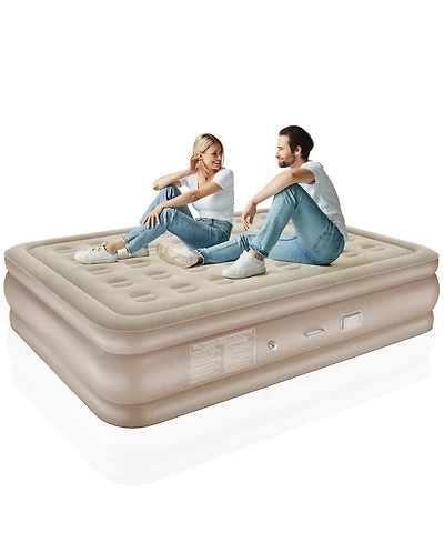 18-Inch Queen Air Mattress Elevated Inflatable Bed with Built-in Electric Pump