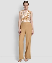 Dkny Women's High-Rise Sueded Canvas Pants