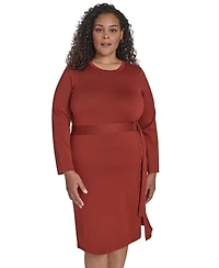 Jessica Howard Plus Long Sleeve Belted Midi Dress
