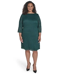 Jessica Howard Plus Lace 3/4-Sleeve Shift Dress