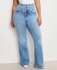 Good American Women's Dolly Joleans Corset Flare Jeans