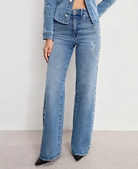 Good American Women's Dolly Joleans Embellished High Rise Jeans