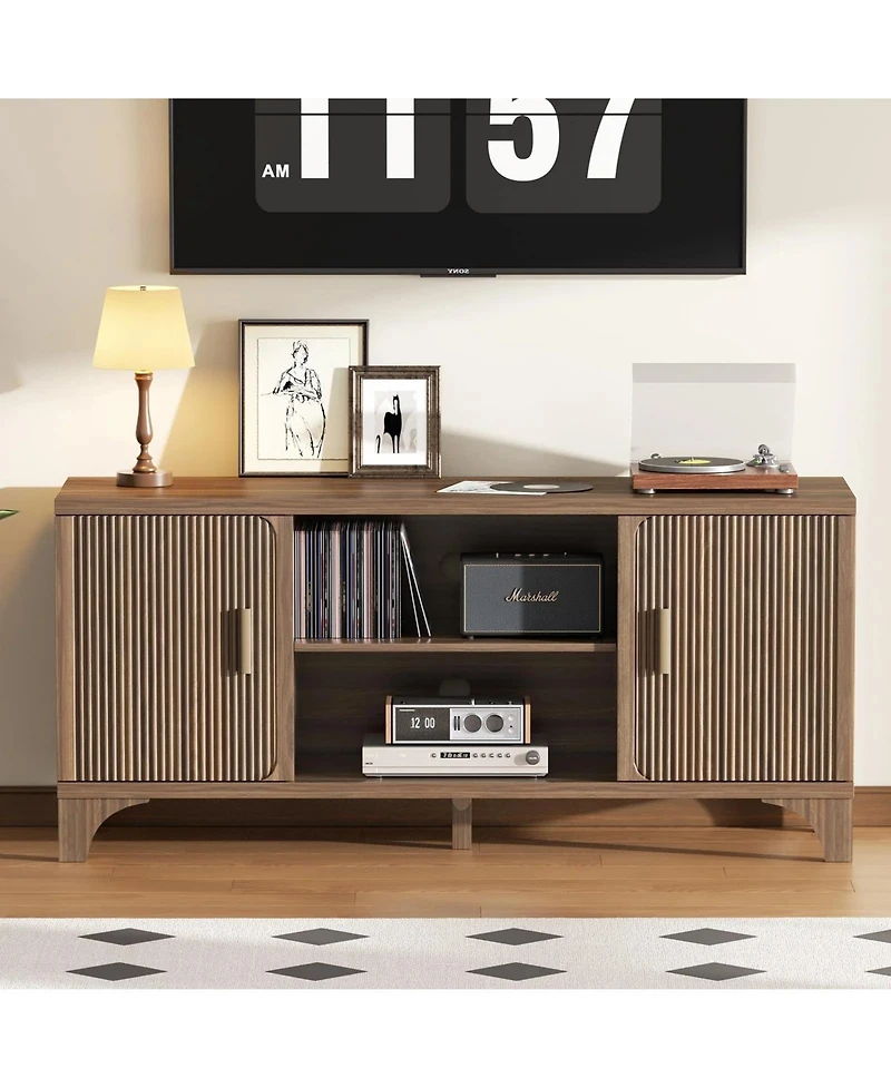 58-Inch Modern Tv Stand Mid-Century Entertainment Center with Storage for 55"/65" TVs