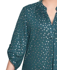 Ny Collection Plus Long Roll Tab Sleeve Tunic Top