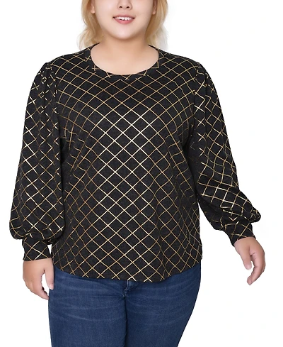 Ny Collection Plus Bishop Sleeve Pullover Top