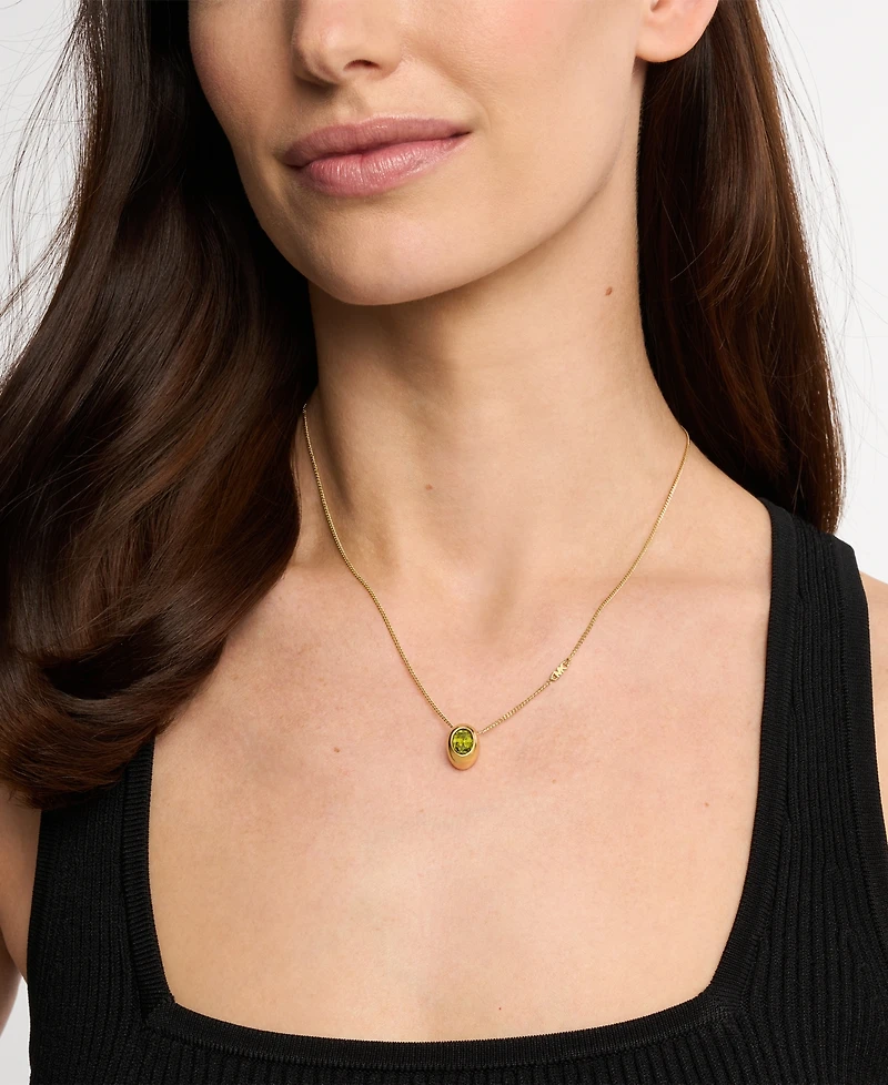 Michael Kors Gold-Tone Oval Stone Pendant Necklace