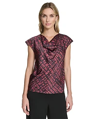 Calvin Klein Women's Short Sleeve Cowl Neck Pull-On Blouse