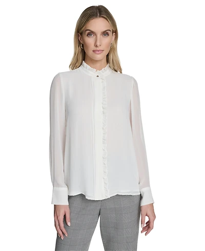 Calvin Klein Women's Ruffle-Front Blouse