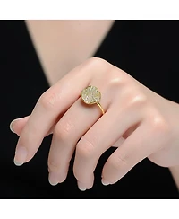 Rachel Glauber 14K Gold Plated with Clear Cubic Zirconia Cocktail Ring