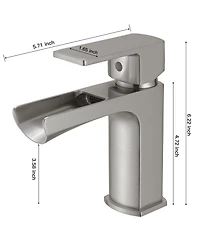 Waterfall Single Handle Hole Low-Arc Modern Bathroom Faucet Drip-Free Vanity Sink