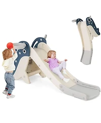 4-in-1 Toddler Slide Playground with Basketball Hoop Ball Ring Toss Climbing