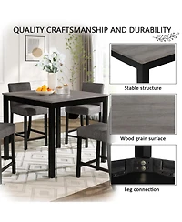 Casainc 5 Piece Counter Height Table Set with 4 Chairs for Kitchen or Dining Room