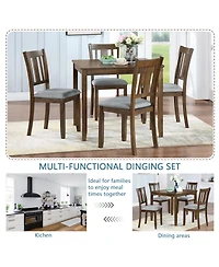 Casainc 5 Piece Wooden Dining Table Set with 4 Chairs for Kitchen or Dining Room