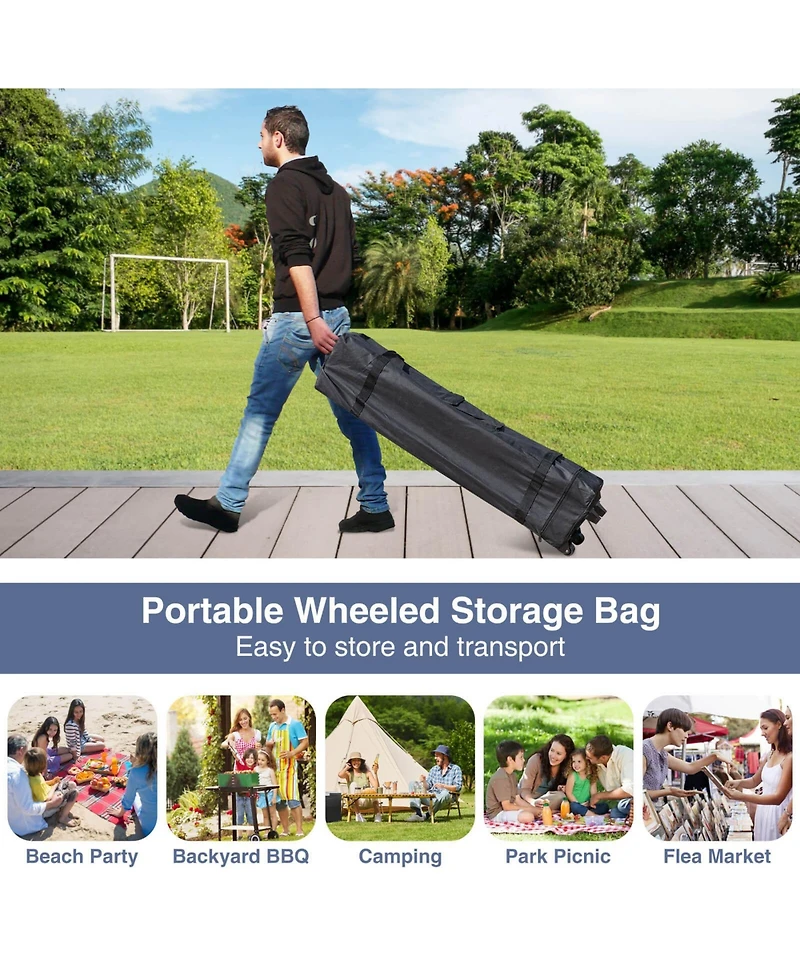 Costway 10 X 10 Ft Pop up Canopy Tent with 4 Sidewalls Mesh Netting Wheeled Bag 8 Stakes