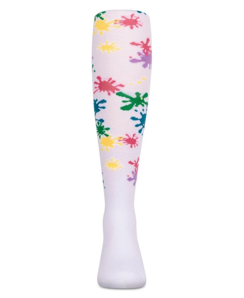 Memoi Girls Splatter Paint Opaque Stretch Cotton Tights