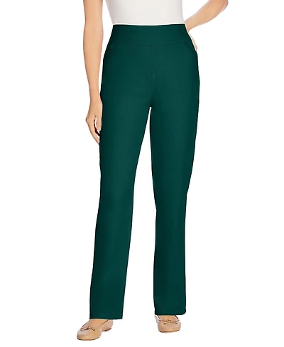 Woman Within Women's Within Flex-Fit Pull-On Straight-Leg Gap-Free Stretch Denim Jeans