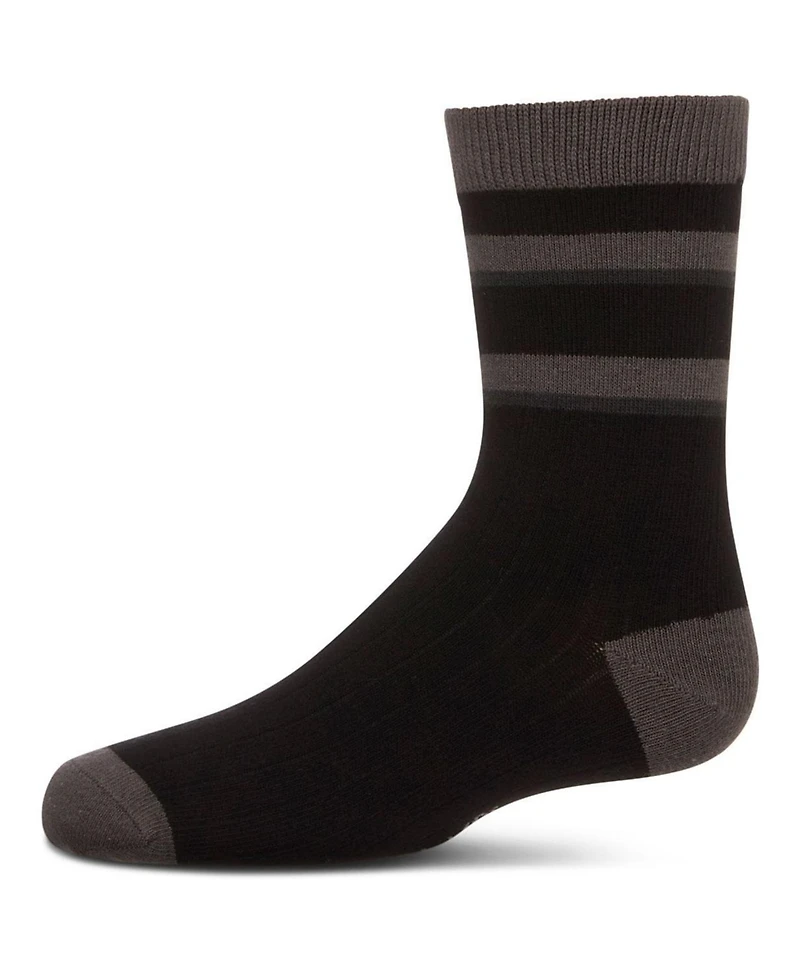 Memoi Boys Tonal Stripe Cotton Rich Crew Sock