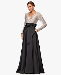 Xscape Women's Sequinned Long Sleeve Ballgown Dress