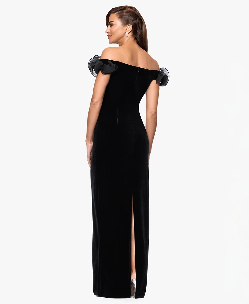 Xscape Women's Off The Shoulder Ruffle Dress