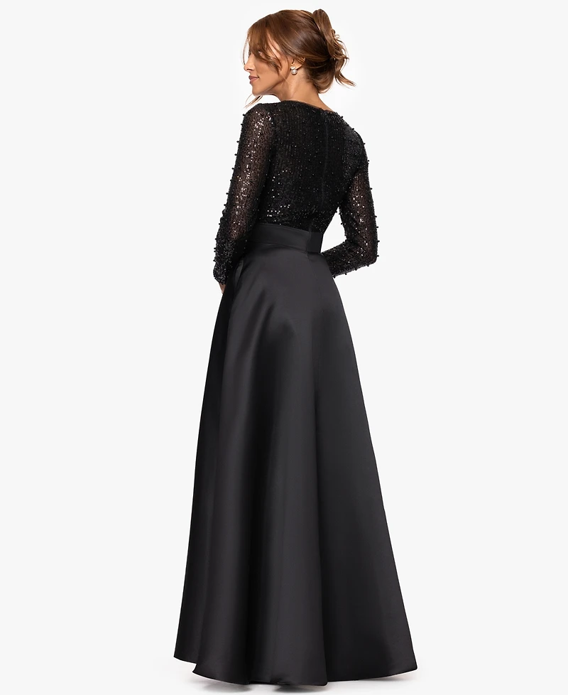 Xscape Women's Long Sleeve Ball Gown